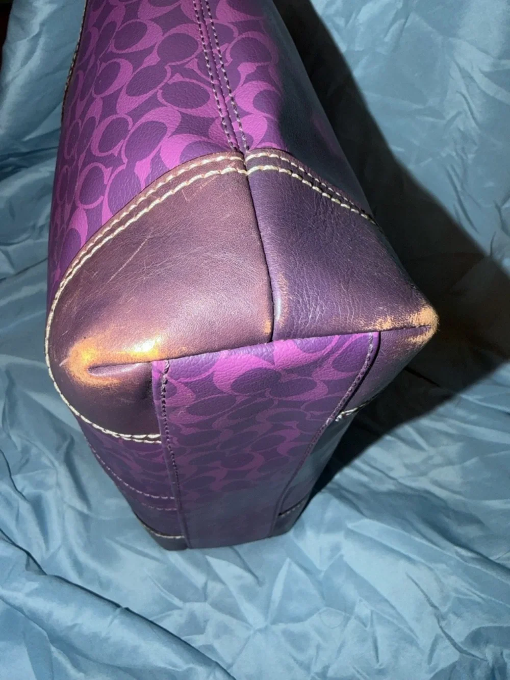 Coach 2010 Purple Signature Stripe Tote Bag - Picture 6 of 12
